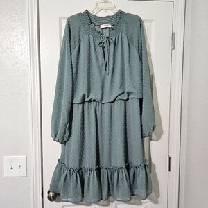 Arula Dusty Blue Clip Dot Dress -Sz C (22-24)